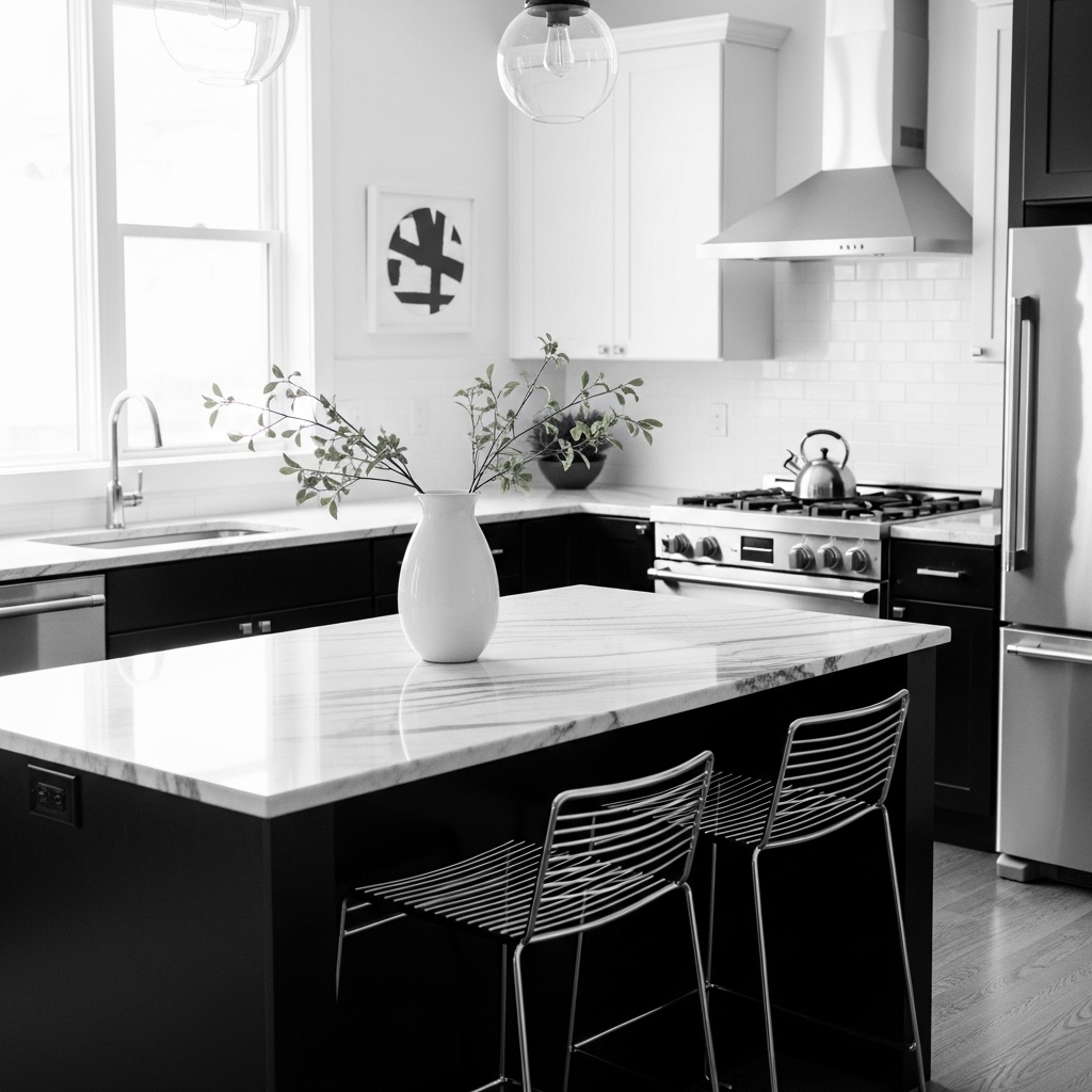 3. Chic Monochrome Kitchen