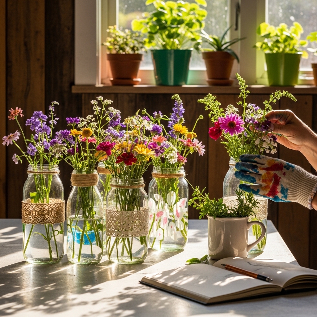 3. Transform Glass Jars into Decorative Vases