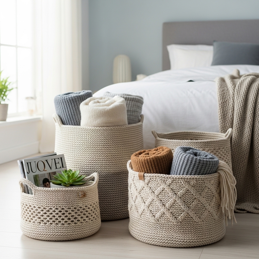 9. Knitted Basket Bins