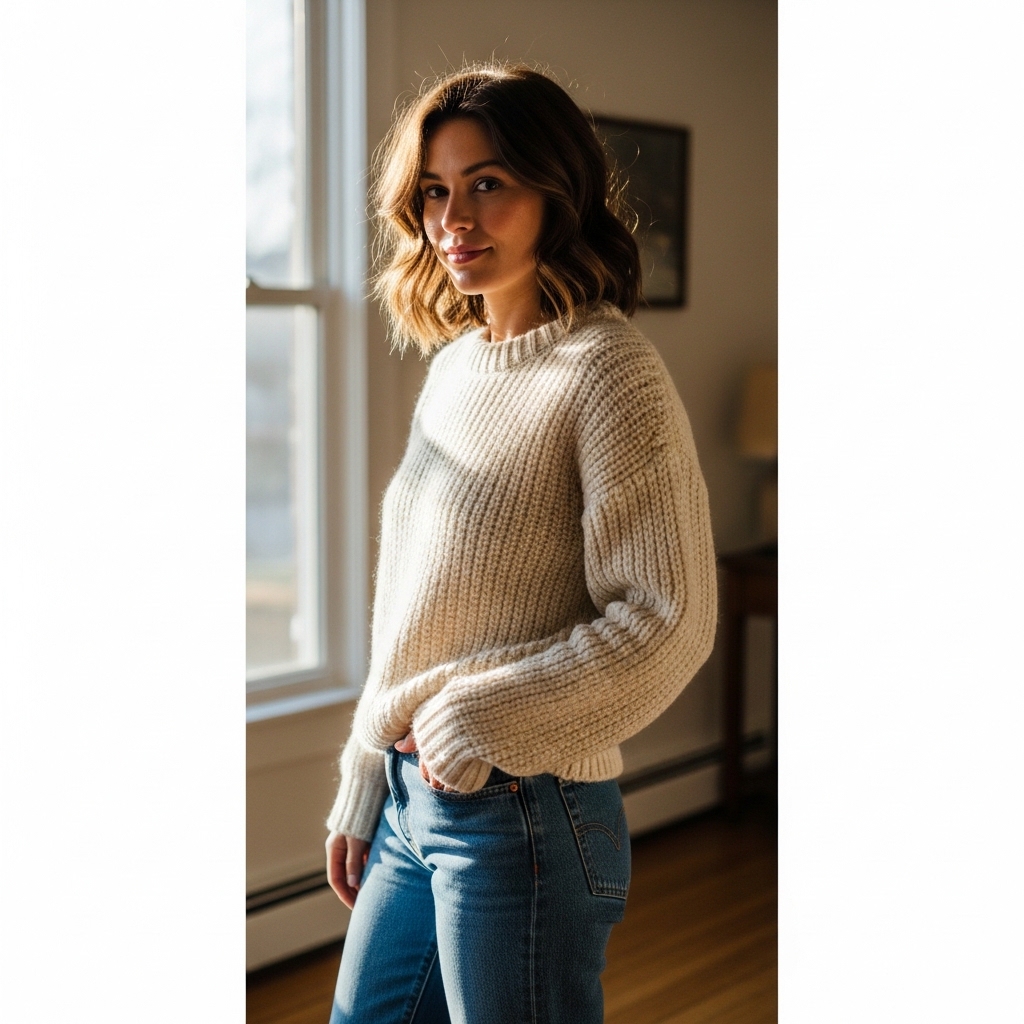 1. Cozy Knit Sweater and Jeans