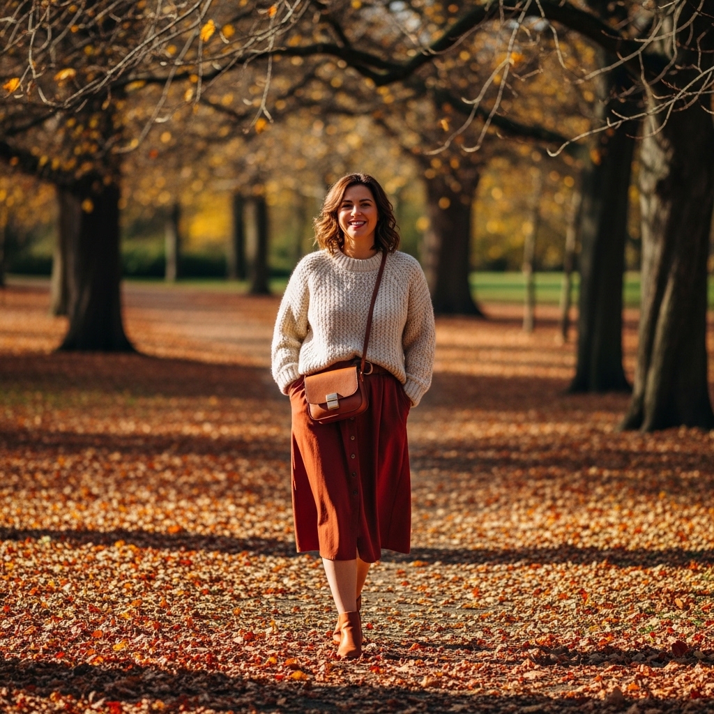 4. Midi Skirt & Chunky Knit