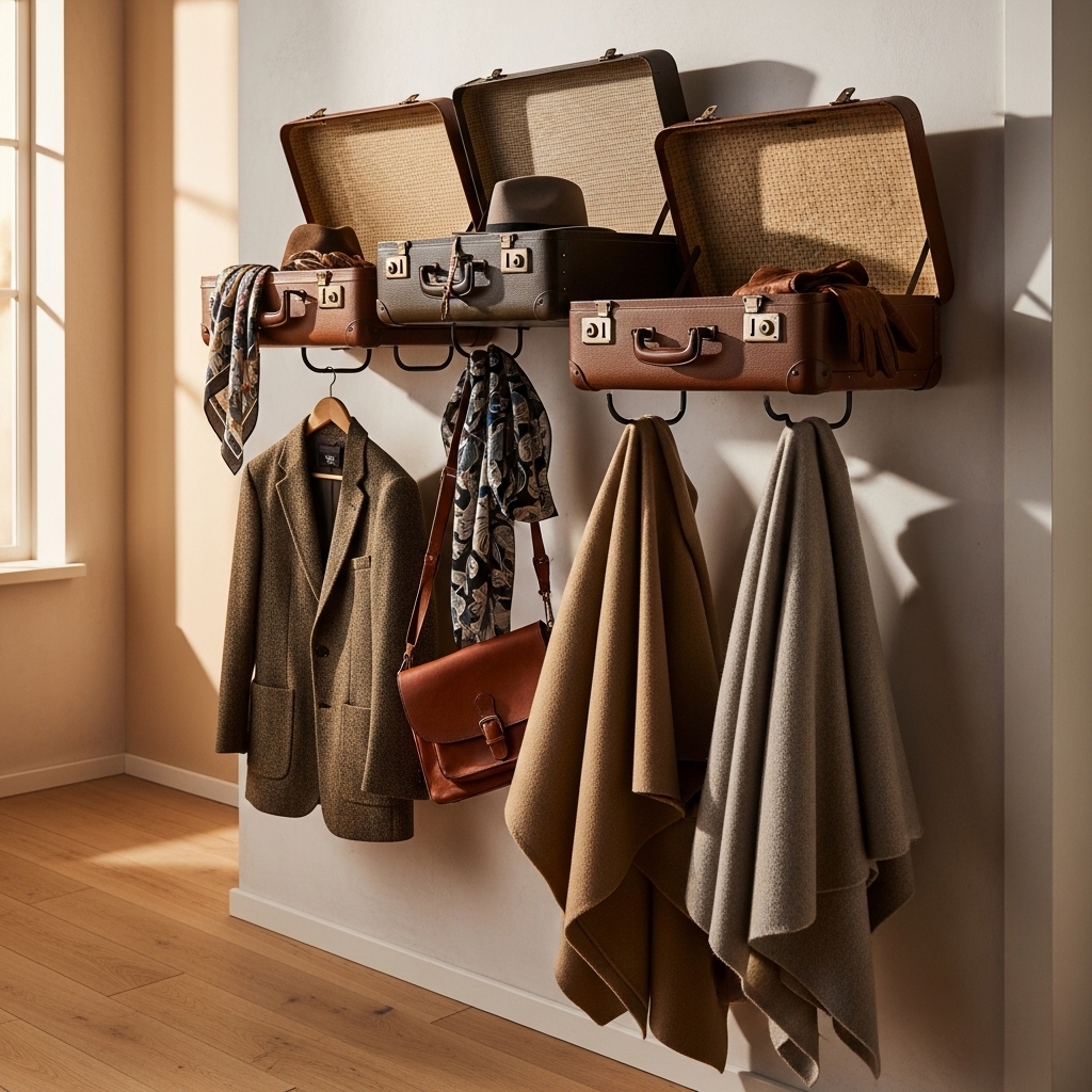 3. Vintage Suitcase Rack