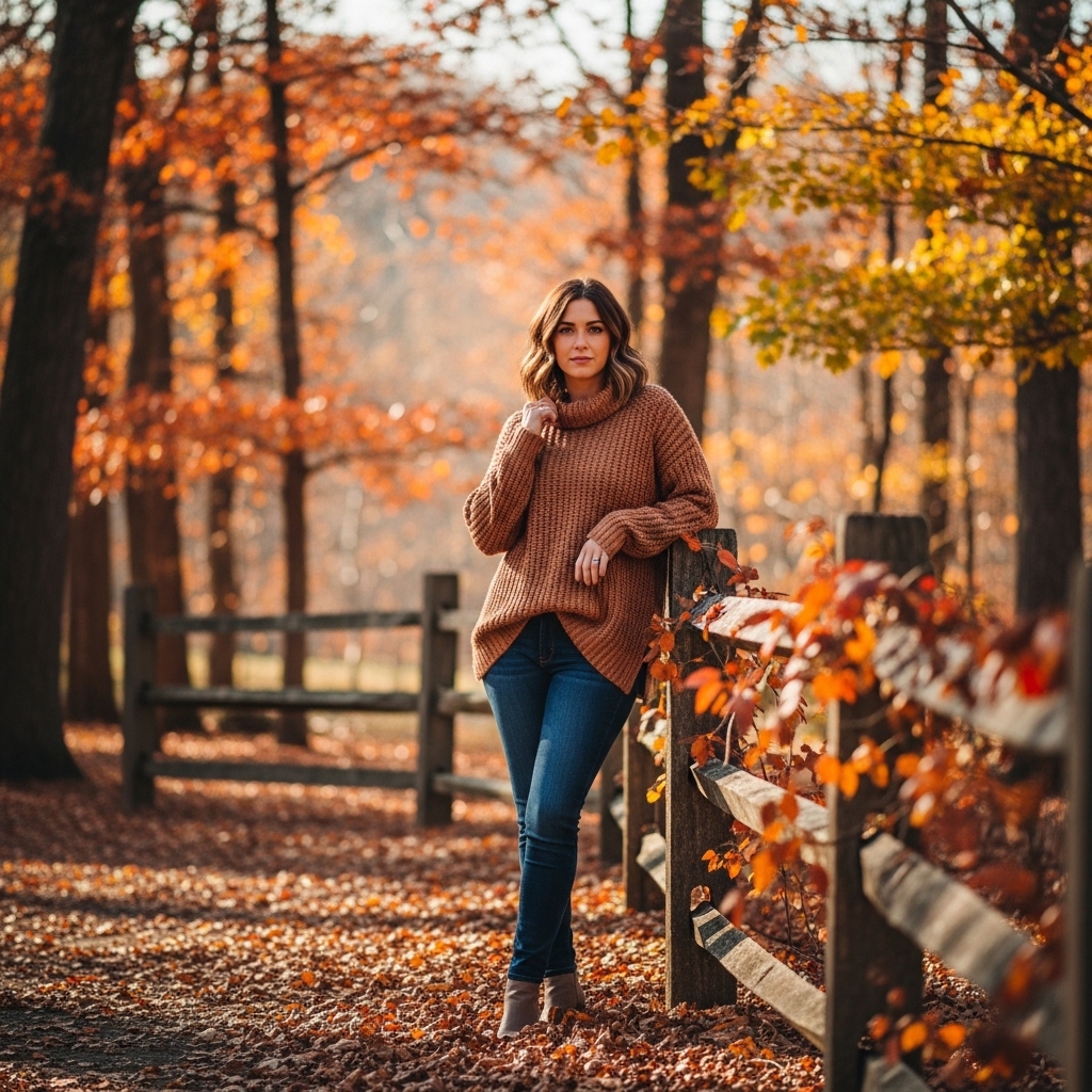 2. Cozy Sweater and Ankle Boots