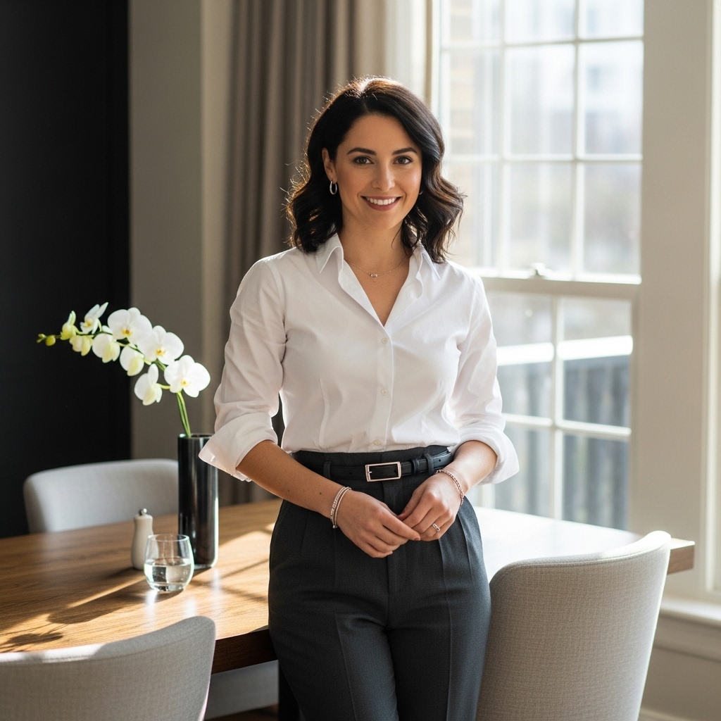 9. Classic White Shirt and Tailored Pants