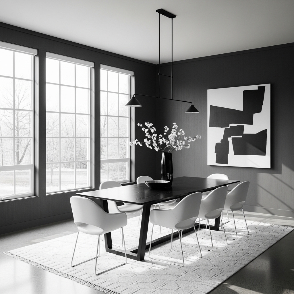 6. Monochrome Dining Room