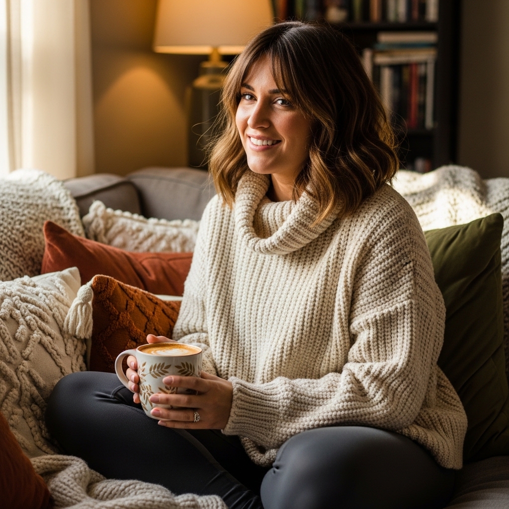 2. Chunky Knit Sweater and Leggings