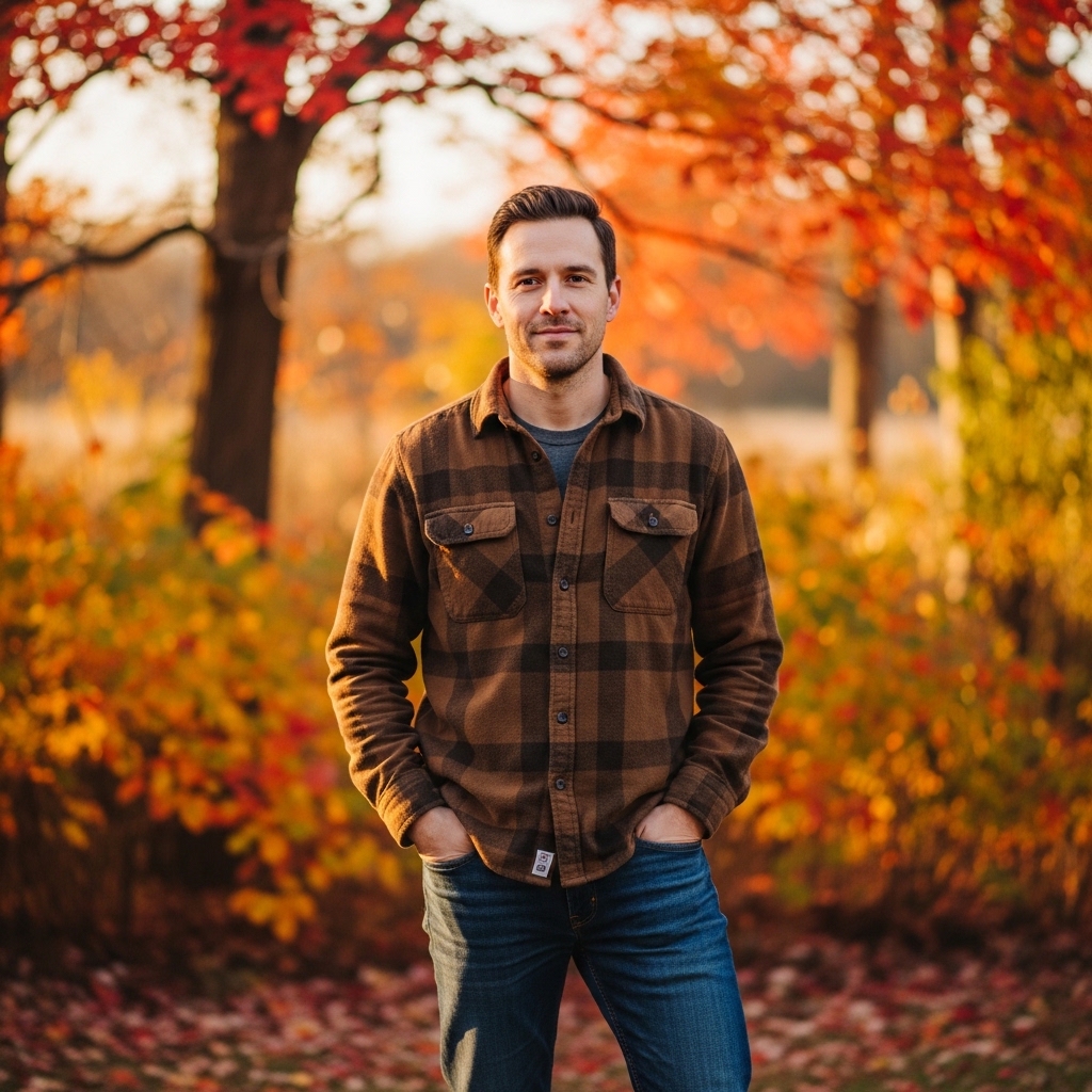 3. Brown Flannel Shirt with Dark Jeans