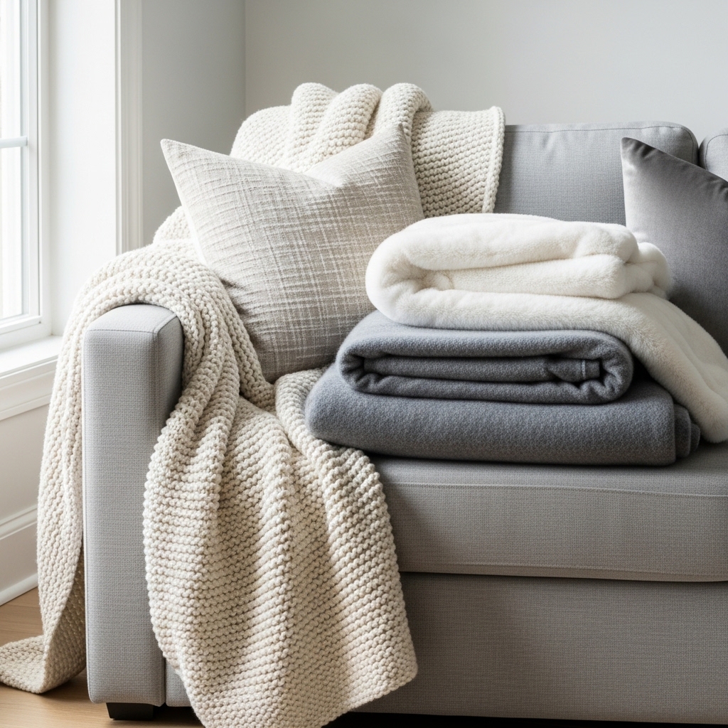 2. Layered on a Sofa