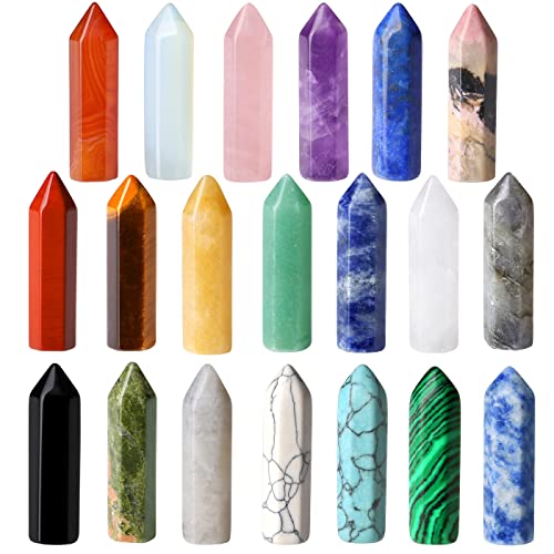 QINJIEJIE 20 PCS Healing Crystals Stones Sets Wands Bulk Pocket Gemstones