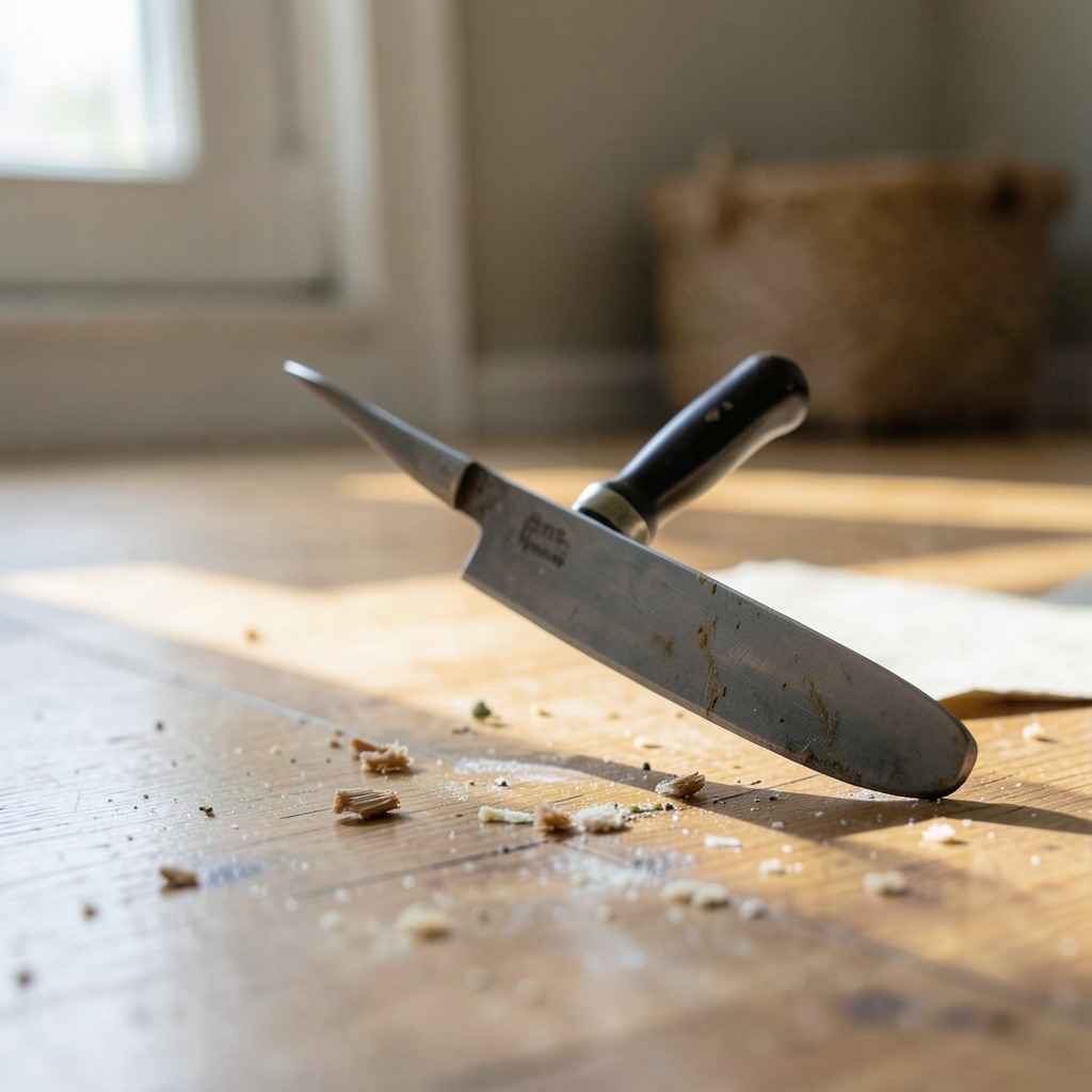 knife falling on floor superstition